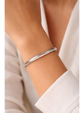 MONET Silver Tone Cuff Bracelet 7 Inch Bangle